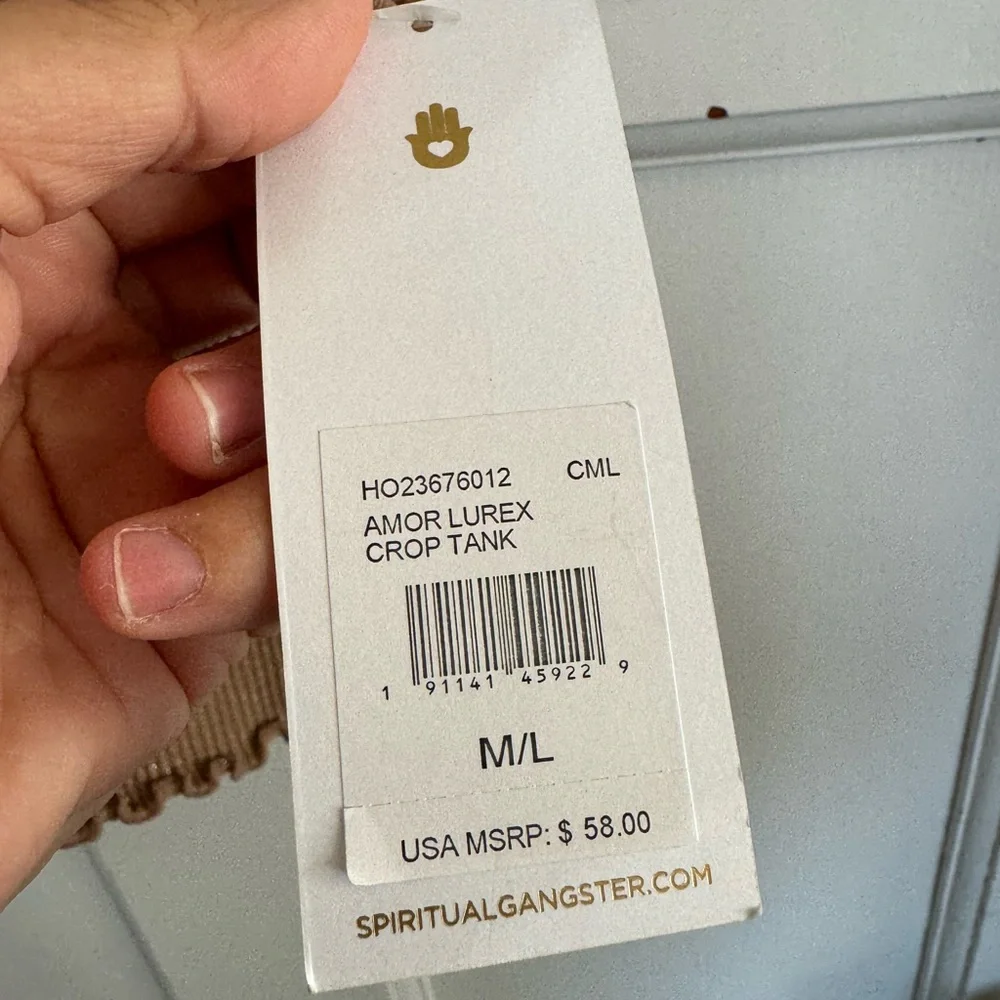 NWT Spiritual Gangster Amor Lurex metallic gold crop top size medium/large. - Picture 6 of 7